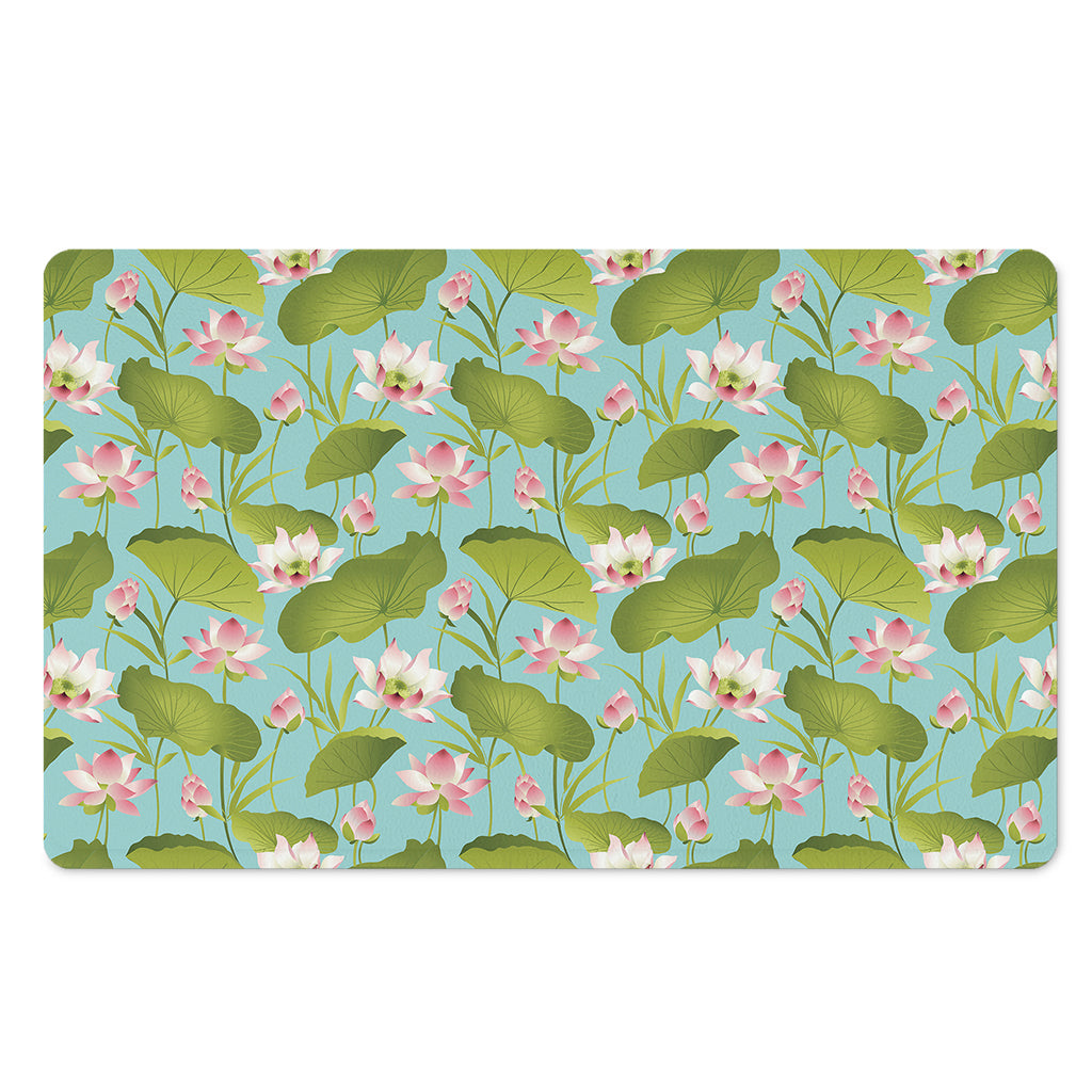 Pink Lotus Pattern Print Polyester Doormat