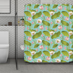 Pink Lotus Pattern Print Polyester Shower Curtain