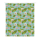 Pink Lotus Pattern Print Polyester Shower Curtain
