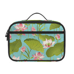 Pink Lotus Pattern Print Portable Lunch Bag