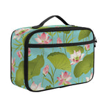Pink Lotus Pattern Print Portable Lunch Bag
