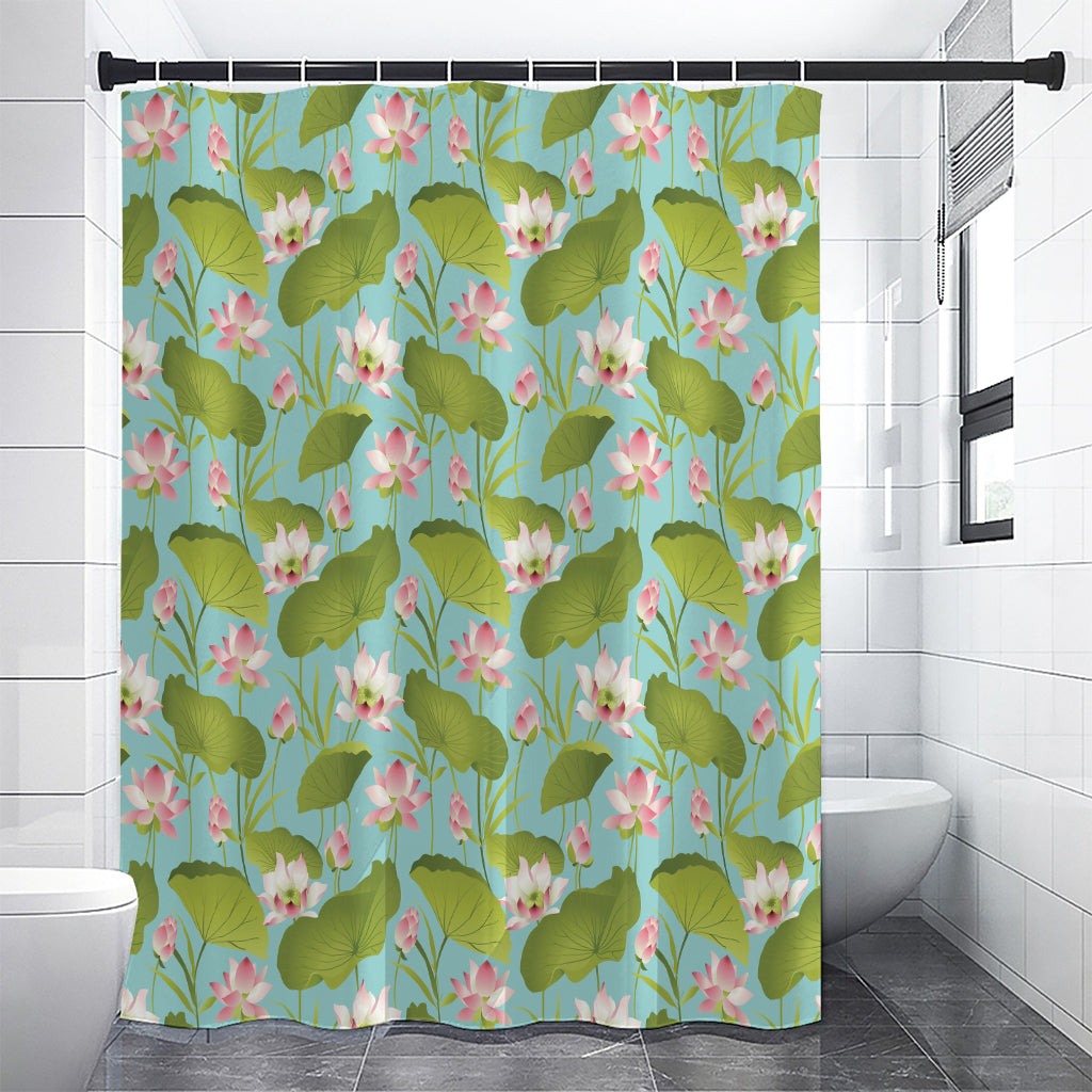 Pink Lotus Pattern Print Premium Shower Curtain