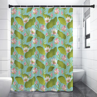 Pink Lotus Pattern Print Premium Shower Curtain