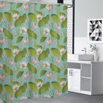 Pink Lotus Pattern Print Premium Shower Curtain