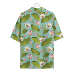 Pink Lotus Pattern Print Rayon Hawaiian Shirt