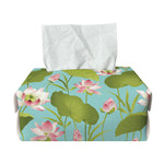 Pink Lotus Pattern Print Rectangle Tissue Box Cover