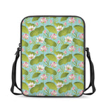 Pink Lotus Pattern Print Rectangular Crossbody Bag