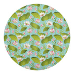 Pink Lotus Pattern Print Round Blanket
