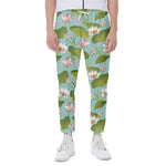 Pink Lotus Pattern Print Scuba Joggers
