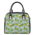 Pink Lotus Pattern Print Shoulder Handbag