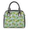 Pink Lotus Pattern Print Shoulder Handbag