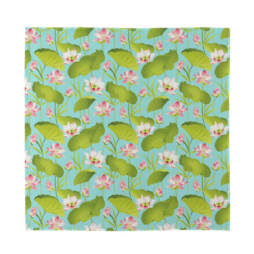 Pink Lotus Pattern Print Silk Bandana