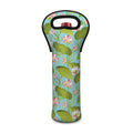 Pink Lotus Pattern Print Single Neoprene Wine Tote