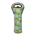 Pink Lotus Pattern Print Single Neoprene Wine Tote