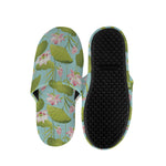 Pink Lotus Pattern Print Slippers