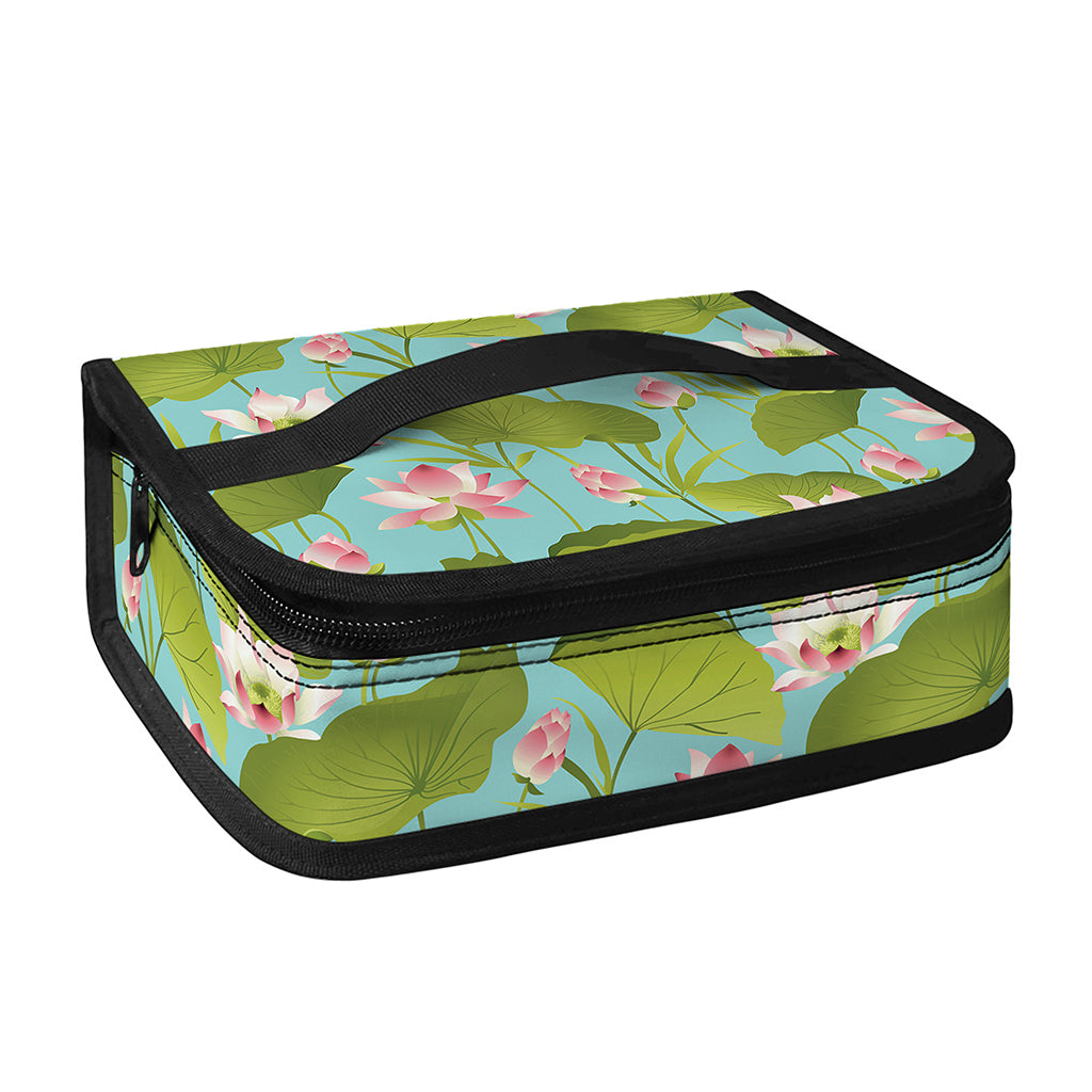 Pink Lotus Pattern Print Small Lunch Bag