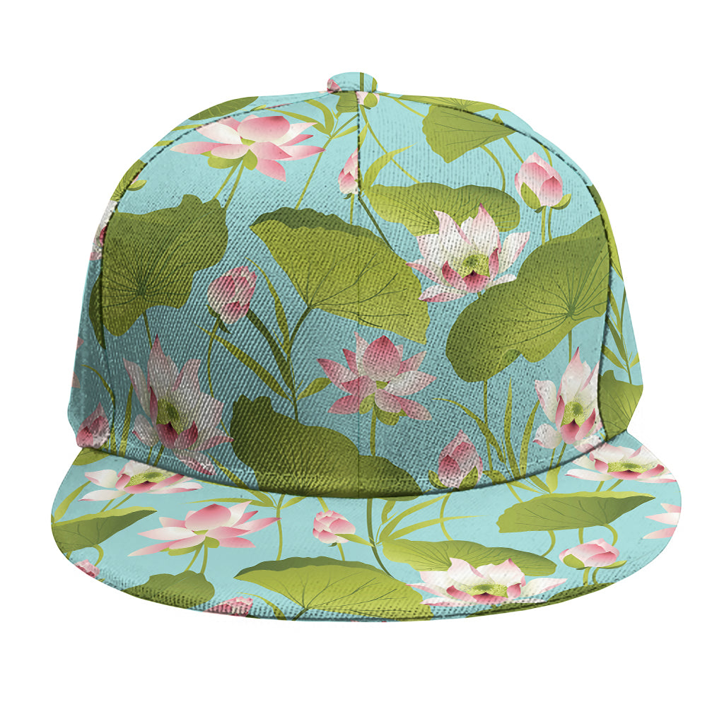 Pink Lotus Pattern Print Snapback Cap