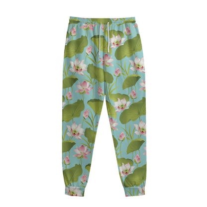 Pink Lotus Pattern Print Sweatpants