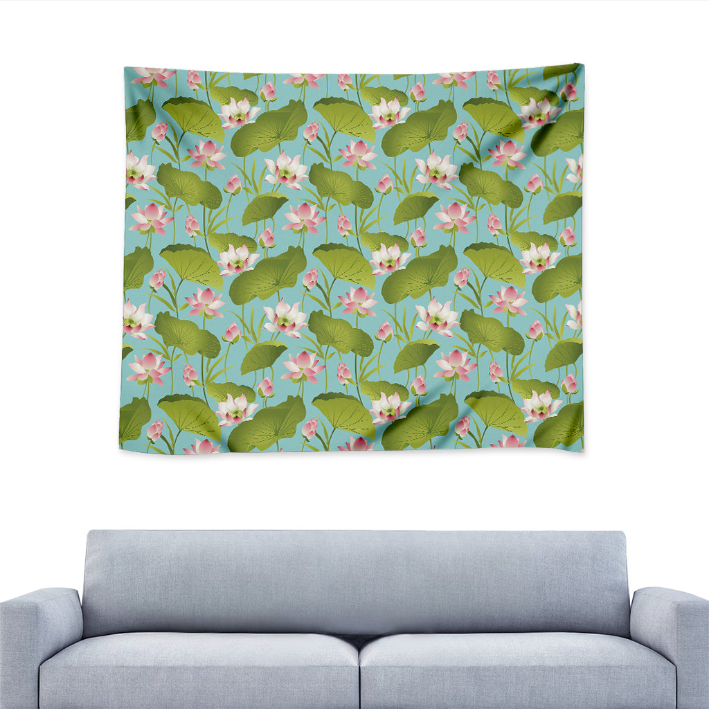 Pink Lotus Pattern Print Tapestry
