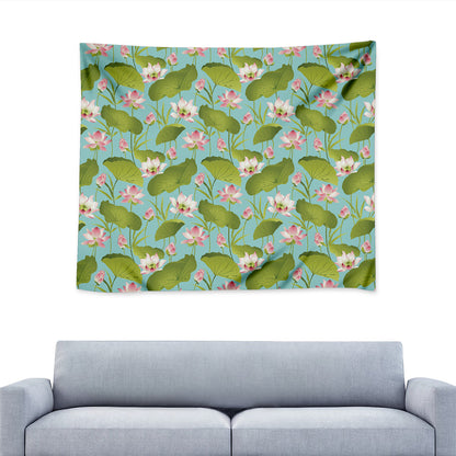 Pink Lotus Pattern Print Tapestry