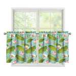 Pink Lotus Pattern Print Tier Curtains