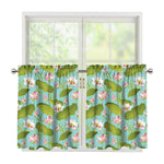 Pink Lotus Pattern Print Tier Curtains