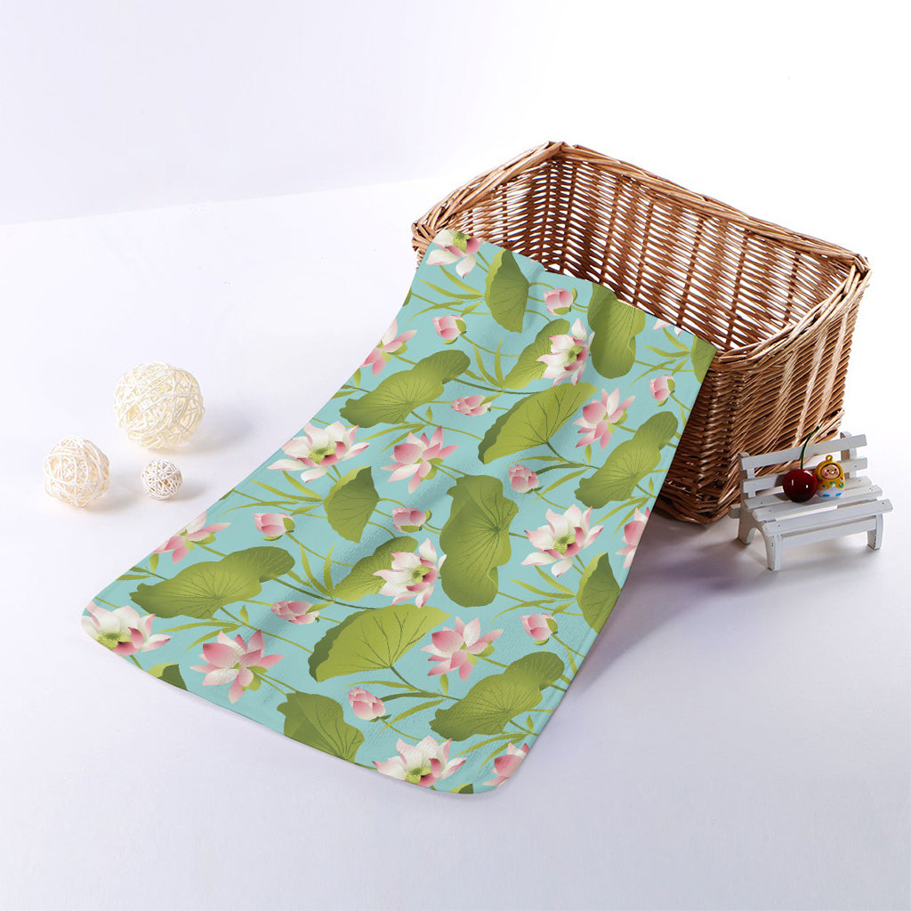 Pink Lotus Pattern Print Towel