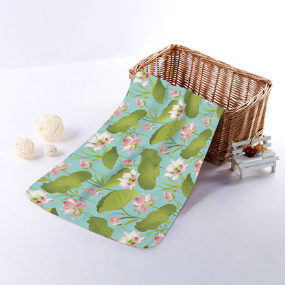 Pink Lotus Pattern Print Towel