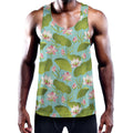 Pink Lotus Pattern Print Men's Workout Tank Top
