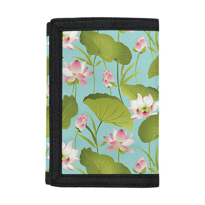 Pink Lotus Pattern Print Trifold Wallet