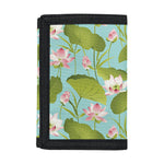 Pink Lotus Pattern Print Trifold Wallet