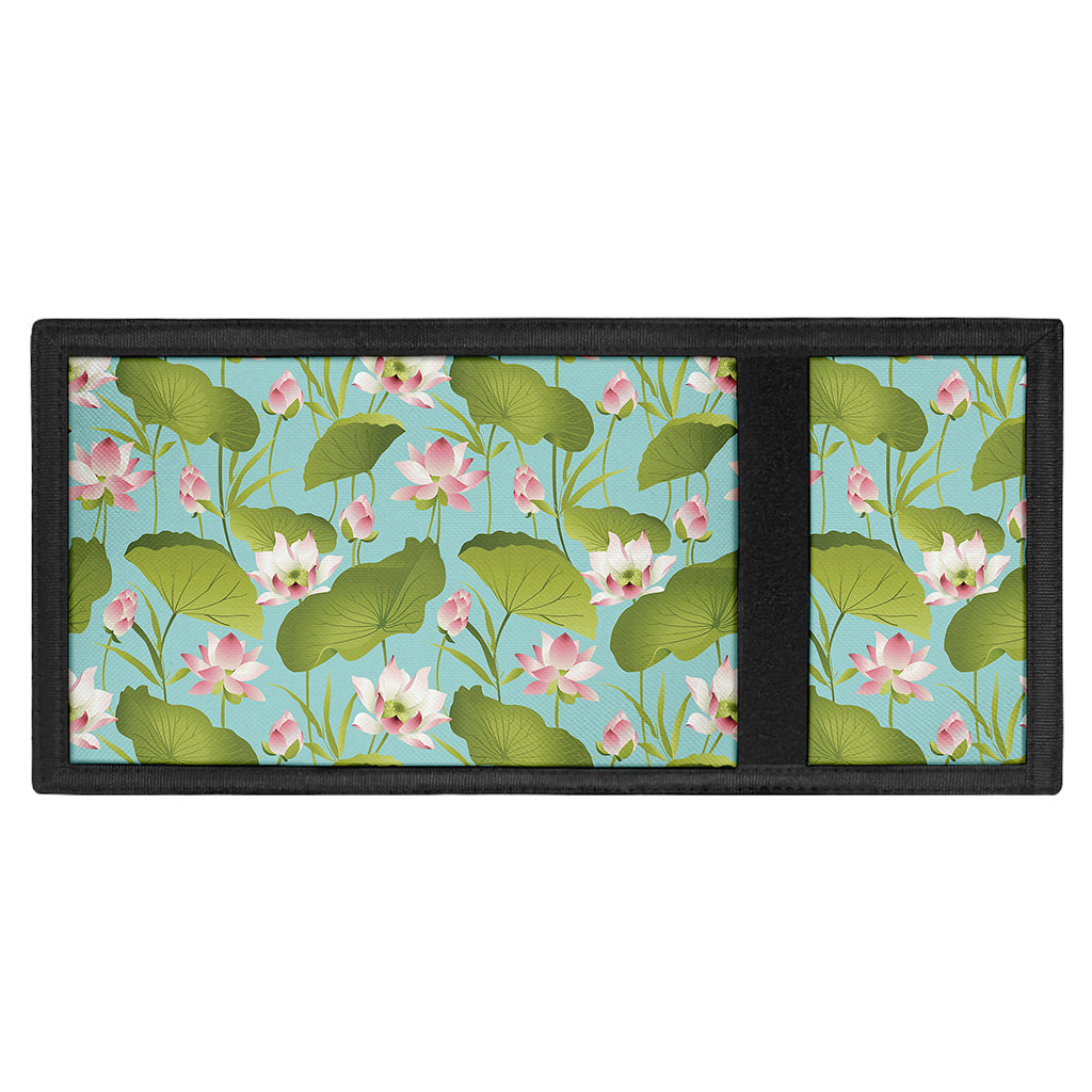 Pink Lotus Pattern Print Trifold Wallet
