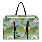 Pink Lotus Pattern Print Utility Tote Bag