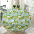 Pink Lotus Pattern Print Waterproof Round Tablecloth