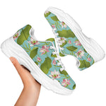 Pink Lotus Pattern Print White Chunky Shoes