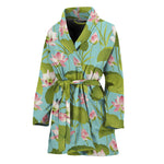 Pink Lotus Pattern Print Women's Bathrobe