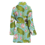 Pink Lotus Pattern Print Women's Bathrobe