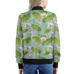Pink Lotus Pattern Print Women's Bomber Jacket