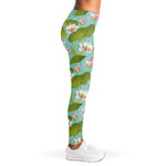 Pink Lotus Pattern Print Women's Leggings