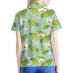 Pink Lotus Pattern Print Women's Polo Shirt
