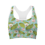 Pink Lotus Pattern Print Women's Sports Bra