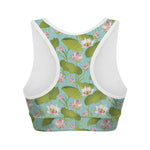 Pink Lotus Pattern Print Women's Sports Bra