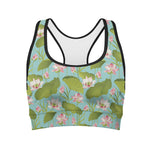 Pink Lotus Pattern Print Women's Sports Bra