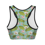 Pink Lotus Pattern Print Women's Sports Bra