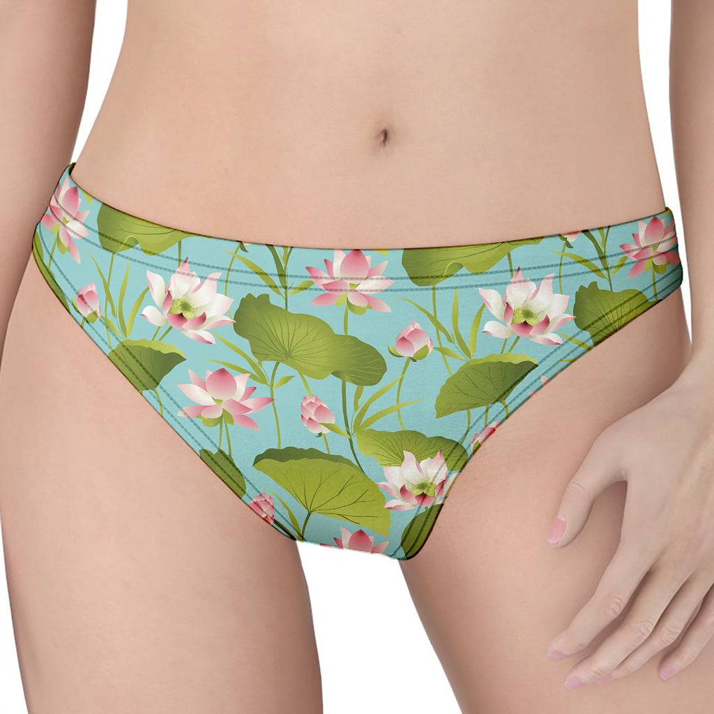 Pink Lotus Pattern Print Women's Thong