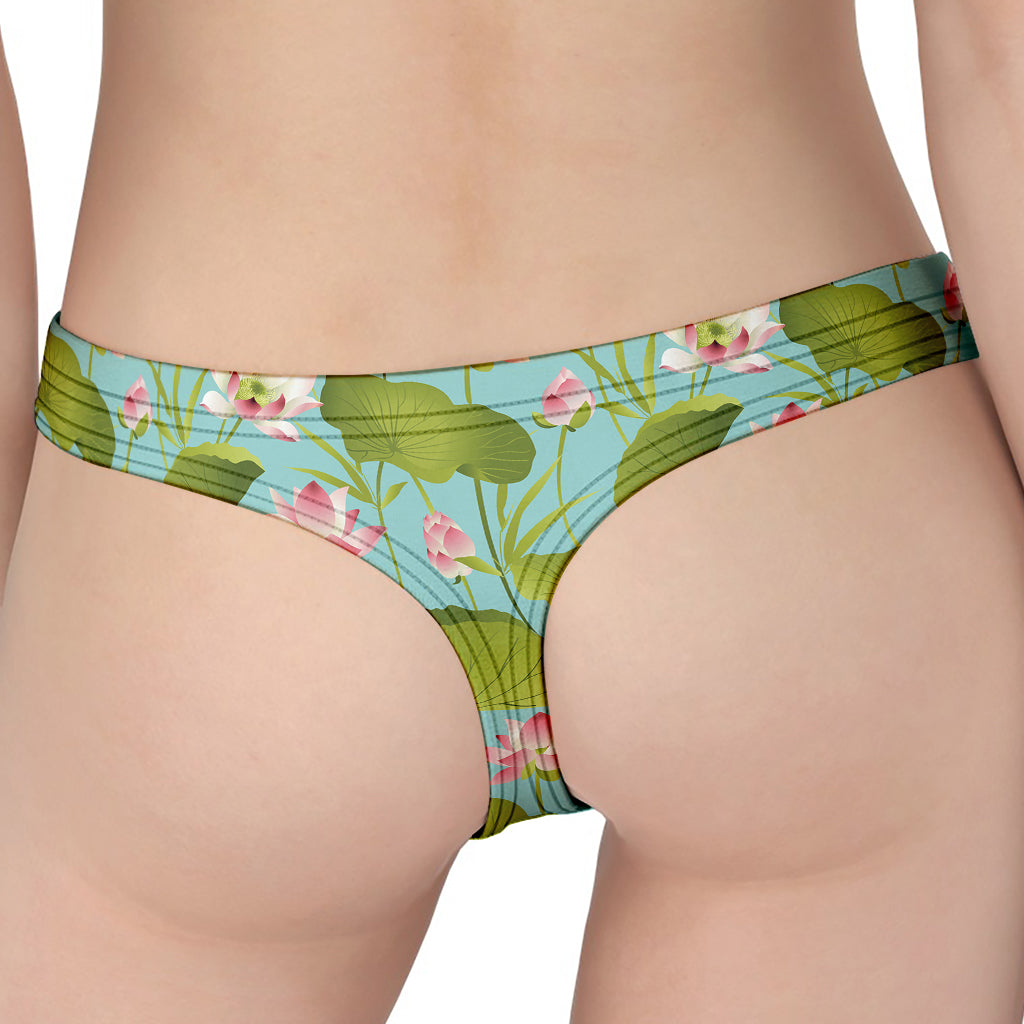 Pink Lotus Pattern Print Women's Thong