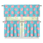 Pink Macaron Pattern Print 3 Piece Kitchen Curtains