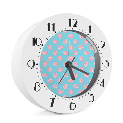 Pink Macaron Pattern Print Alarm Clock