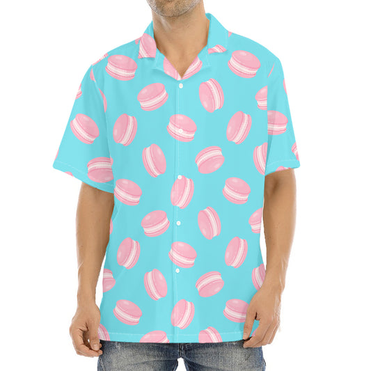 Pink Macaron Pattern Print Aloha Shirt