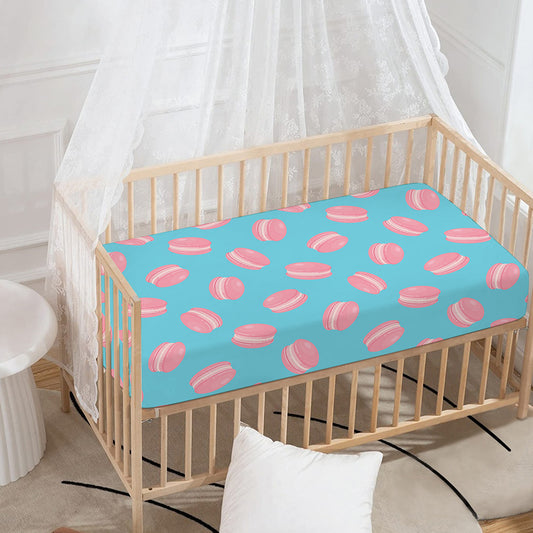 Pink Macaron Pattern Print Baby Crib Sheet